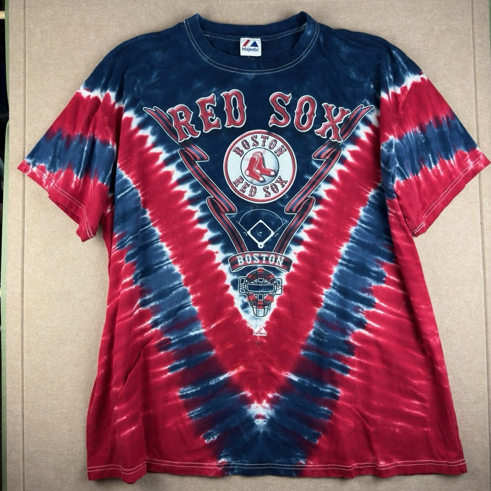 Majestic Red‎ Sox Shirt Men 3XL Tie-Dye Blue Red MLB Boston Baseball Graphic Tee
